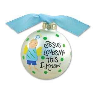 Personalized Jesus Loves Me Baby Boy Ornament: Home 