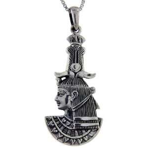 925 Sterling Silver Egyptian God Pendant (w/ 18 Silver Chain), 1 3/8 