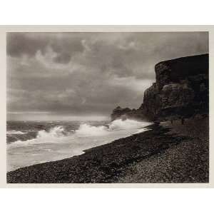 1927 Etretat Beach Cliffs English Channel Normandy NICE   Original 