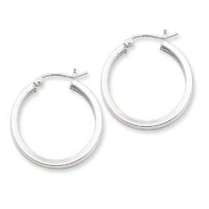    Sterling Silver Rhodium plated Square Tube Hoop Earrings: Jewelry