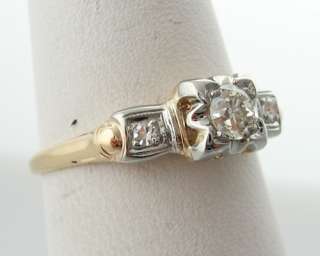   Estate 1/4ct Genuine Diamonds Solid 14k Two Tone Gold Ring  