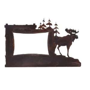  Moose And Pine Tree Rustic Iron Picture Frame, 4x6 Metal 