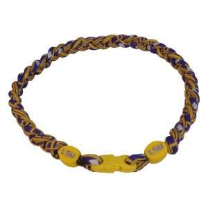 LSU Tigers Titanium 3 Rope Tornado / Twist Necklace Purple & Yellow 18 