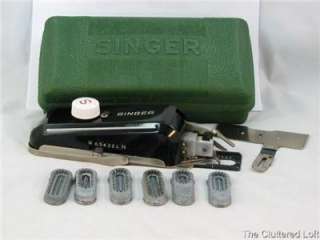 Vintage Singer Buttonholer in Singer Case w 6 Cams Screw Foot plate 