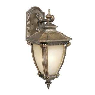   Outdoor Wall Lamp Lighting Fixture, Gilded Bronze, Cream Glass  
