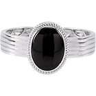 26ct Genuine Black Onyx Oval Cabachon Sterling Silver Hinged Cuff 