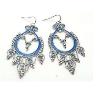    Victorian Chandelier Blue Crystal Fashion Earrings 