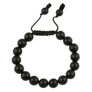    10mm Round Onyx Bead Adjustable Shamballa Bracelet Jewelry