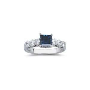  0.83 Cts Diamond & 1.19 Cts London Blue Topaz Ring in 18K 