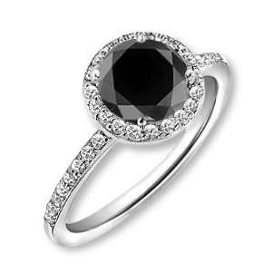  0.74 ctw 14k WG AAA Solitaire Black Diamond with White 