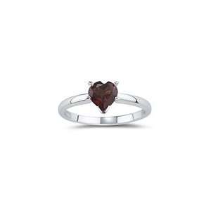  0.73 Ct Garnet Heart Ring in 14K White Gold 5.0: Jewelry