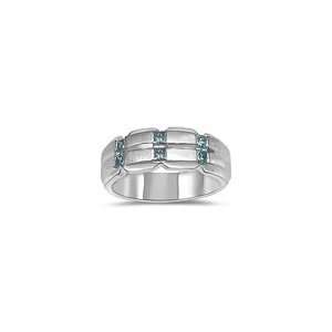  0.57 Cts Blue Diamond Mens Band in 14K White Gold 10.5 