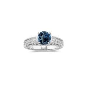  0.57 Ct Diamond & 1.47 Cts London Blue Topaz Ring in 14K 