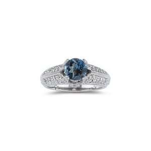  0.54 Cts Diamond & 1.14 Cts London Blue Topaz Ring in 18K 