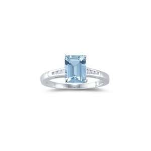  0.06 Ct Diamond & 1.40 Cts Aquamarine Ring in 14K White 
