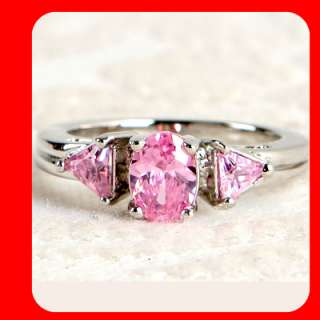 pink ZIRCON CZ white gold 14k gp engagement ring  