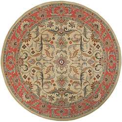 Hand tufted Tapestry Beige Wool Rug (8 Round)  Overstock