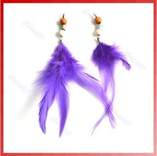 1pcs Real Feather Bohemian Headband Hair Extensions Necklace Purple 