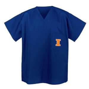  University of Illinois Logo Scrub Shirt XL: Sports 