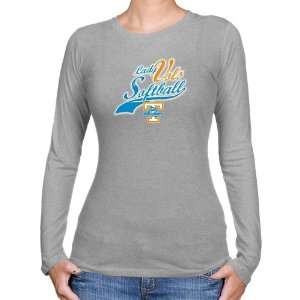   Ladies Ash Softball Long Sleeve Slim Fit T Shirt