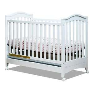  Baby Crib with Casters and Drawer in White Finish