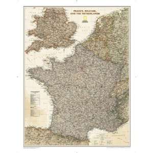 National Geographic France, Belgium and the Netherlands Political Map 