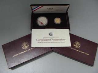 1988 Olympic 2pc Gold & Silver Proof Dollar Coin Set  
