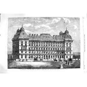  1860 GROSVENOR HOTEL BASIN BELGRAVIA ARCHITECTURE PRINT 