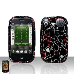  Black with Red White Empty Heart Rubberized Snap on Hard 