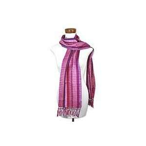  NOVICA Cotton scarf, Fair Rose