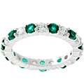 Sterling Silver Green and Clear Stackable CZ Eternity Ring