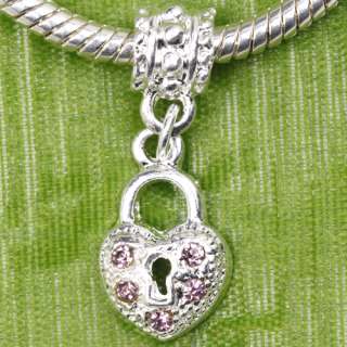 30 Heart Dangle European Charm Fit Bead Bracelet CH644  