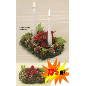 73% OFF PROMOTION Candle Wreath Poinsettia Pine Cone Taper Holder 