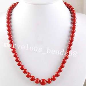Fashion Red Sea Coral Globe Beads Necklace Gem G0351  