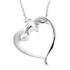  Sterling Silver Gift of Purity Heart Necklace with 18 