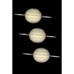 Hubble Space Telescope Astronomy Poster Print   Saturn: Three Images 