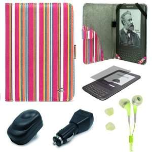  Pink Colored Stripes Pattern Design Protective Portfolio 