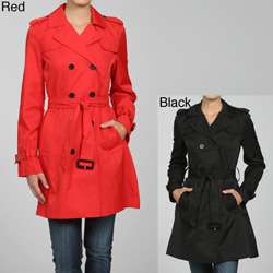 Black Rivet Womens Double breasted Trench Coat  Overstock