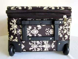   Set Bag Rolling Wheel Luggage Beauty Case Purse Brown Floral  