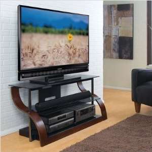  Bello Curved Wood Black Glass TV Stand for 32 55 inch 