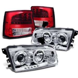   2006 2008 Dodge Charger Twin Halo LED Projector Head + LED Tail Lights