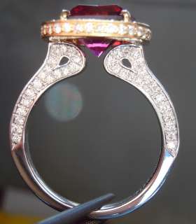   Cut 3.90ct Rhodolite Garnet Cushion Halo Ring R4184 Diamonds by Lauren