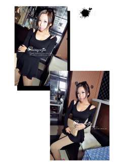 New korea Women off shoulder TG1B Black Top shirt Blouse  