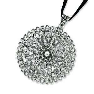    Sterling Silver Filigree Pendant W/40 Cord Necklace: Jewelry