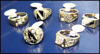Wholesale jewelry lot 15pcs Mens gold P Fashion Rhinestones rings 