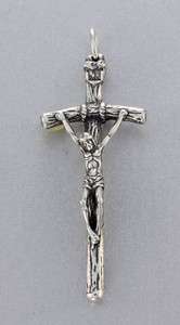 Pope Wood Style Sterling Silver Crucifix Cross Pendant  