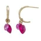   Ruby andPink Sapphire Heart Dangle Earrings in 14K Gold Over Silver