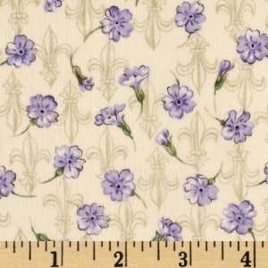   Wide Shakespeares Flowers Fleur Primroses Violet Fabric By The Yard