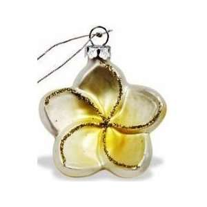  Hawaiian Glass Christmas Ornament Plumeria Gold