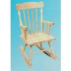   Natural finish wood colonial kids size rocking chair with spindle back